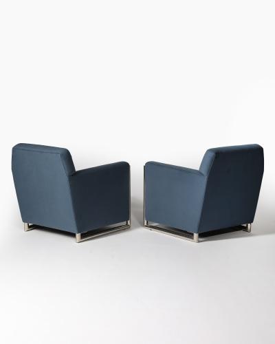 Newly Upholstered Alpaca and Steel Armchairs Italy c 1960