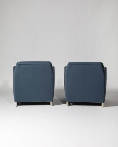 Newly Upholstered Alpaca and Steel Armchairs Italy c 1960