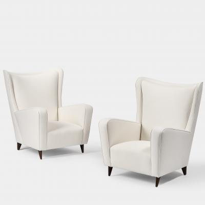 Newly Upholstered Lounge Chair with Sculpted Walnut Legs France c 1950