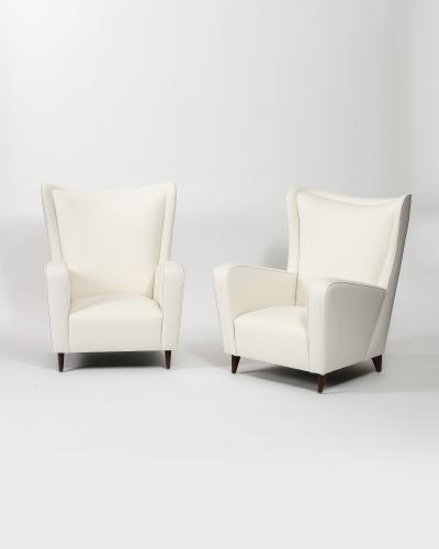 Newly Upholstered Lounge Chair with Sculpted Walnut Legs France c 1950