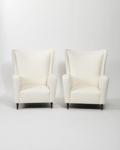 Newly Upholstered Lounge Chair with Sculpted Walnut Legs France c 1950