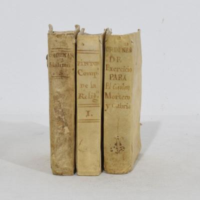 Nice Collection of 18th Century Weathered Spanish Vellum Books