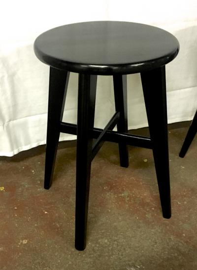 Nice Mid Century Set of 4 Small French Black Stools