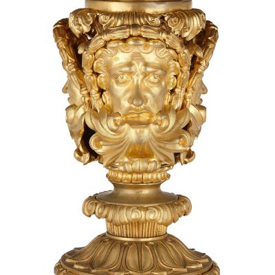 Nicholas I period Russian malachite side table with gilt bronze base
