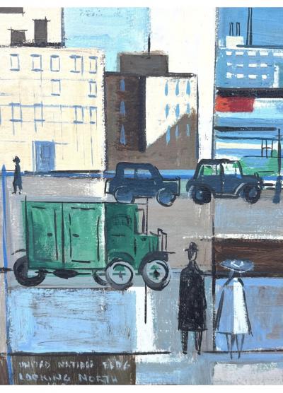 Nicholas Takis MID CENTURY UNITED NATIONS PAINTING BY NICHOLAS TAKIS 1953