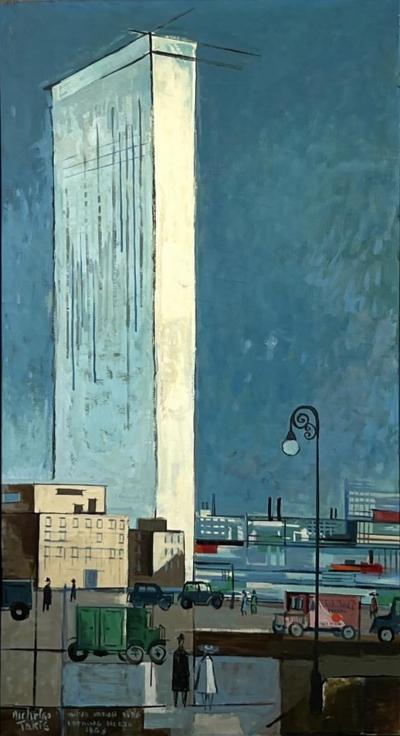 Nicholas Takis MID CENTURY UNITED NATIONS PAINTING BY NICHOLAS TAKIS 1953