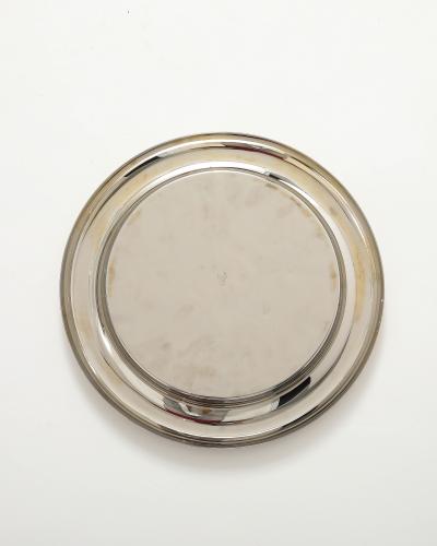 Nickel Plated Gold and Brown Enamel Serving Tray Italy c 1970
