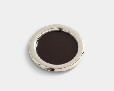 Nickel Plated Gold and Brown Enamel Serving Tray Italy c 1970