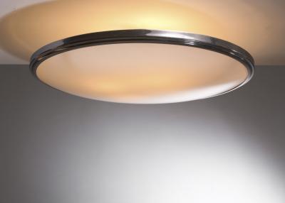 Nickel plated metal and glass flush mount