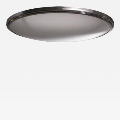 Nickel plated metal and glass flush mount