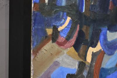 Nicky S Kleim Large Midcentury Abstract Oil on Canvas Signed and Dated 1971