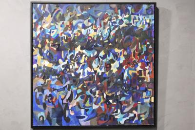 Nicky S Kleim Large Midcentury Abstract Oil on Canvas Signed and Dated 1971