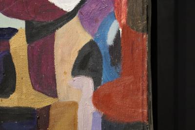 Nicky S Kleim Large Midcentury Abstract Oil on Canvas Signed and Dated 1971