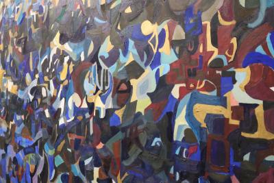 Nicky S Kleim Large Midcentury Abstract Oil on Canvas Signed and Dated 1971