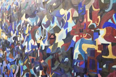 Nicky S Kleim Large Midcentury Abstract Oil on Canvas Signed and Dated 1971