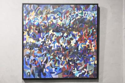 Nicky S Kleim Large Midcentury Abstract Oil on Canvas Signed and Dated 1971