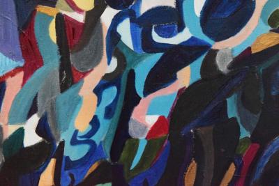 Nicky S Kleim Large Midcentury Abstract Oil on Canvas Signed and Dated 1971