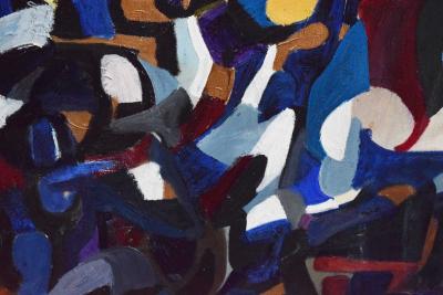 Nicky S Kleim Large Midcentury Abstract Oil on Canvas Signed and Dated 1971