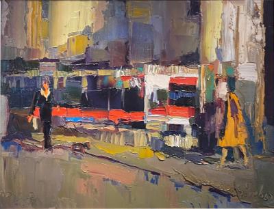 Nicola Simbari Original Nicola Simbari Modern Cityscape Expressionist Oil Painting