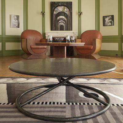 Nicolas Aubagnac ALADIN Forged steel and Hainaut stone coffee table