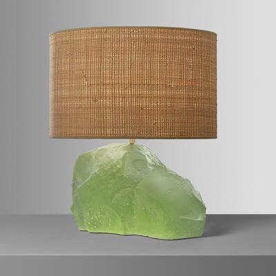 Nicolas Aubagnac AQUA Pate de verre and rabane table lamp