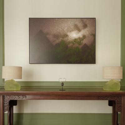 Nicolas Aubagnac AQUA Pate de verre and rabane table lamp