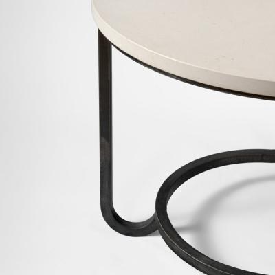 Nicolas Aubagnac DEAUVILLE Wought iron and lime stone pedestal table