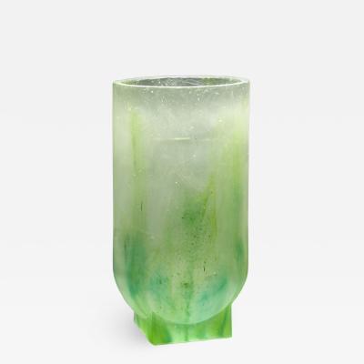 Nicolas Aubagnac NOTTE Unique green pate de verre glass vase