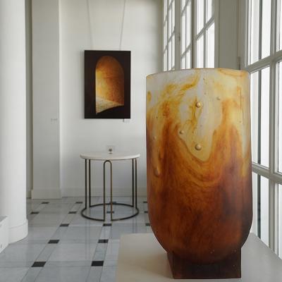 Nicolas Aubagnac RHODES Brass and Burgundy stone side table