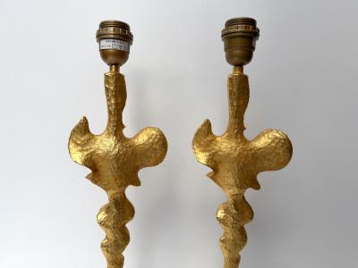 Nicolas De Wael Pair of Lamps Gilt Metal by Nicolas De Wa l for Fondica France 2000s