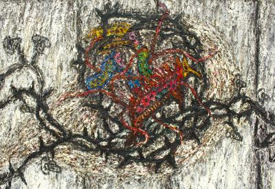 Nicolas Leiva Nicolas Leiva Abstract Modernist Oil Painting on Canvas Titled Yemaya Brutalist