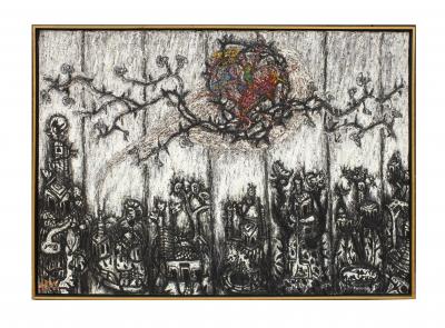 Nicolas Leiva Nicolas Leiva Abstract Modernist Oil Painting on Canvas Titled Yemaya Brutalist