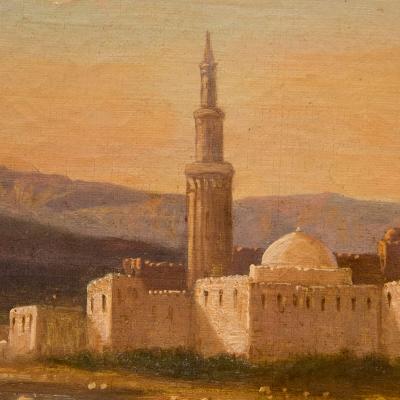 Nicolas Louis Andr Prevost Antique Orientalist Oil Painting Mosque Riverside Nicolas Louis Andr Prevost
