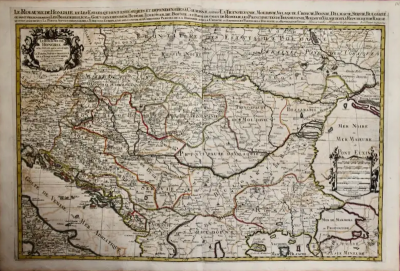 Nicolas Sanson Hungary Eastern Europe A Large 17th C Hand colored Map by Sanson Jaillot