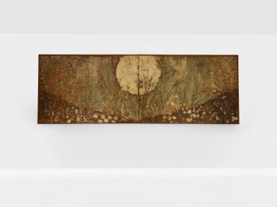 Nicolas Seailles large two lacquered panels framed 1978