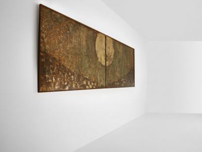 Nicolas Seailles large two lacquered panels framed 1978