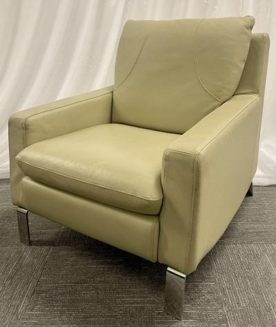 Nicoletti Salotti Mid Century Modern Italian Leather Sofa and Chair by Nicoletti Italy 1970s