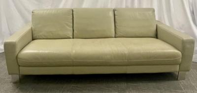 Nicoletti Salotti Mid Century Modern Italian Leather Sofa and Chair by Nicoletti Italy 1970s