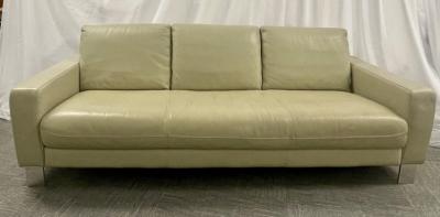 Nicoletti Salotti Mid Century Modern Italian Leather Sofa and Chair by Nicoletti Italy 1970s