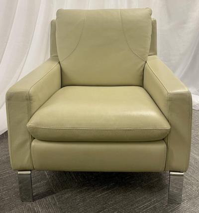 Nicoletti Salotti Mid Century Modern Italian Leather Sofa and Chair by Nicoletti Italy 1970s