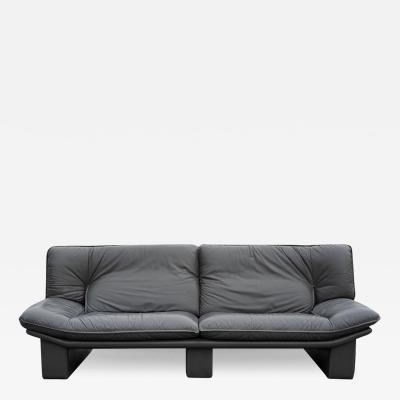 Nicoletti Salotti Nicoletti Salotti Italian Slate Leather Large Post Modern Three Seater Sofa