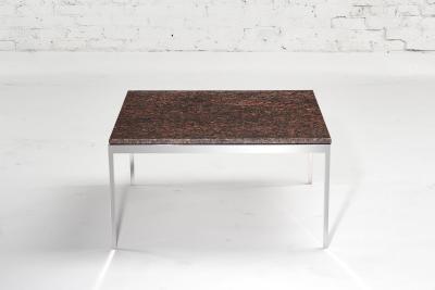 Nicos Zographos Brown Granite and Stainless Steel Coffee Table 1970