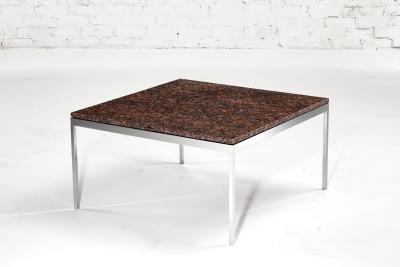 Nicos Zographos Brown Granite and Stainless Steel Coffee Table 1970