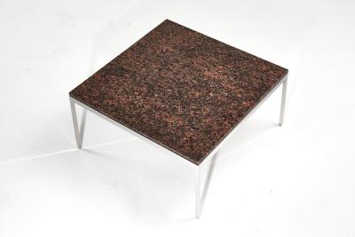 Nicos Zographos Brown Granite and Stainless Steel Coffee Table 1970