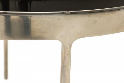 Nicos Zographos Circular Smoked Glass and Stainless Steel End Side Tables