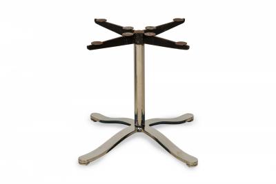 Nicos Zographos Mid Century American Circular Travertine and Steel Dining Table
