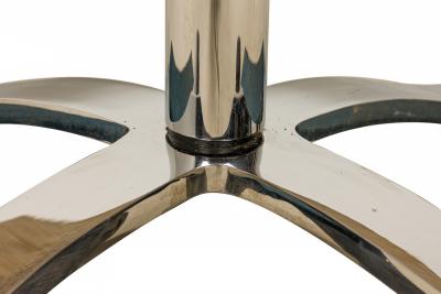 Nicos Zographos Mid Century American Circular Travertine and Steel Dining Table