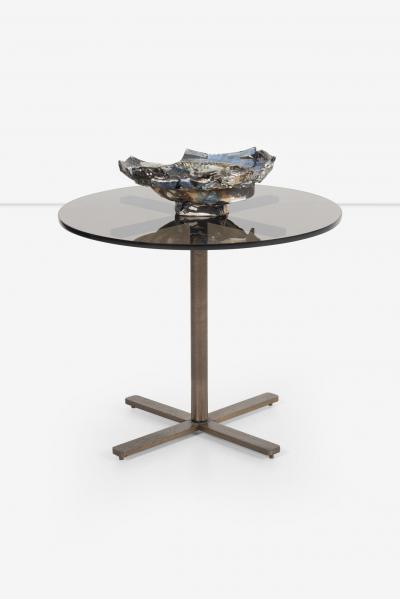 Nicos Zographos Nicos Zographos Bronze Base End Table with Glass Top 1970s