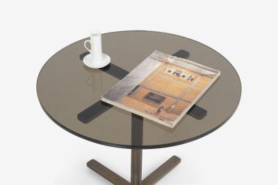 Nicos Zographos Nicos Zographos Bronze Base End Table with Glass Top 1970s