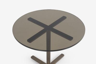 Nicos Zographos Nicos Zographos Bronze Base End Table with Glass Top 1970s